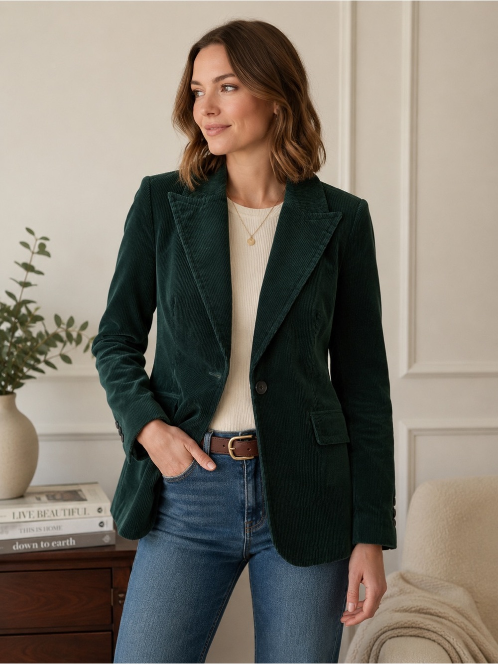 Kate Spade New York Dark Green Corduroy Blazer Jacket Size 2 Preppy Academia